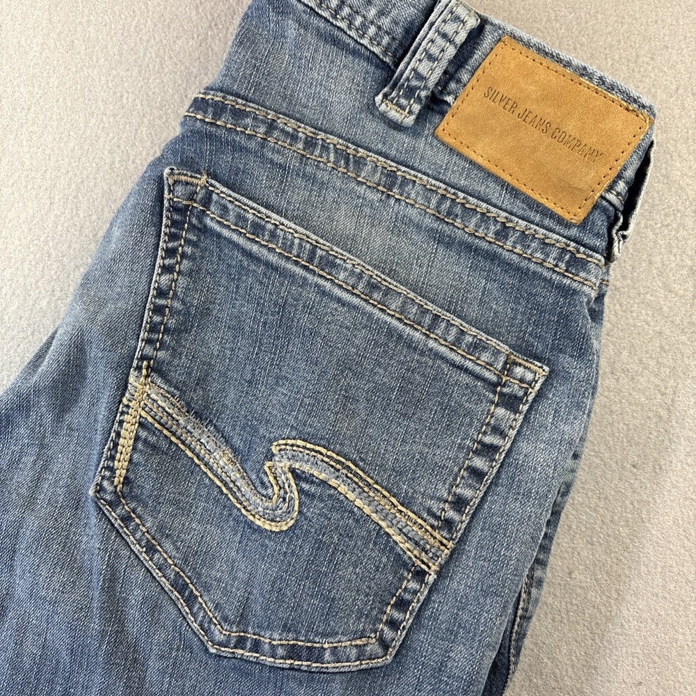 Silver Jeans Mens 32x34 Blue Craig Denim Pants Dark Washed Out Faded Buckle Work